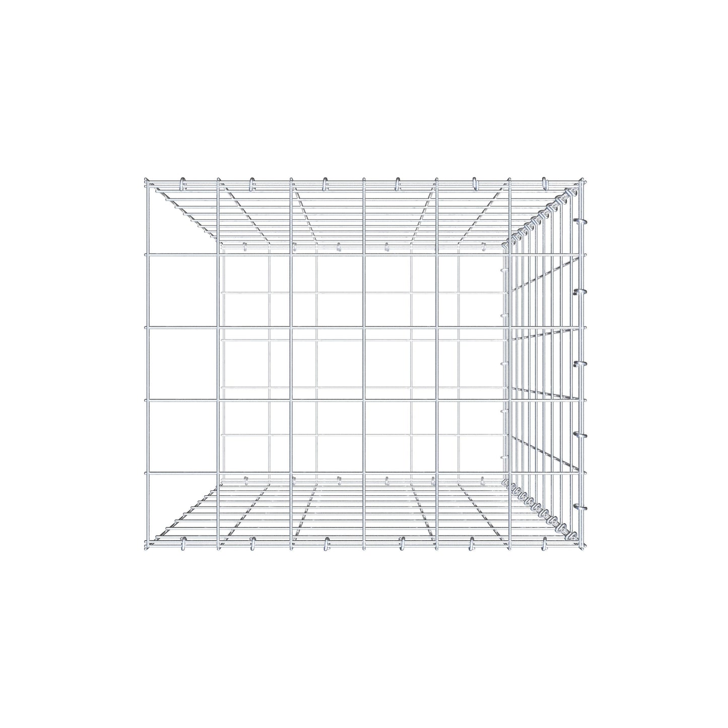 Gavión complementario de tipo 2 100 cm x 60 cm x 50 cm (largo x alto x fondo), malla 10 cm x 10 cm, anillo en C