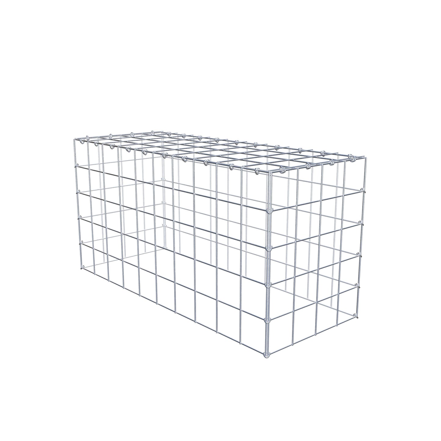 Typ 3 påbyggnadsgabion 100 cm x 50 cm x 40 cm (L x H x D), maskstorlek 10 cm x 10 cm, C-ring