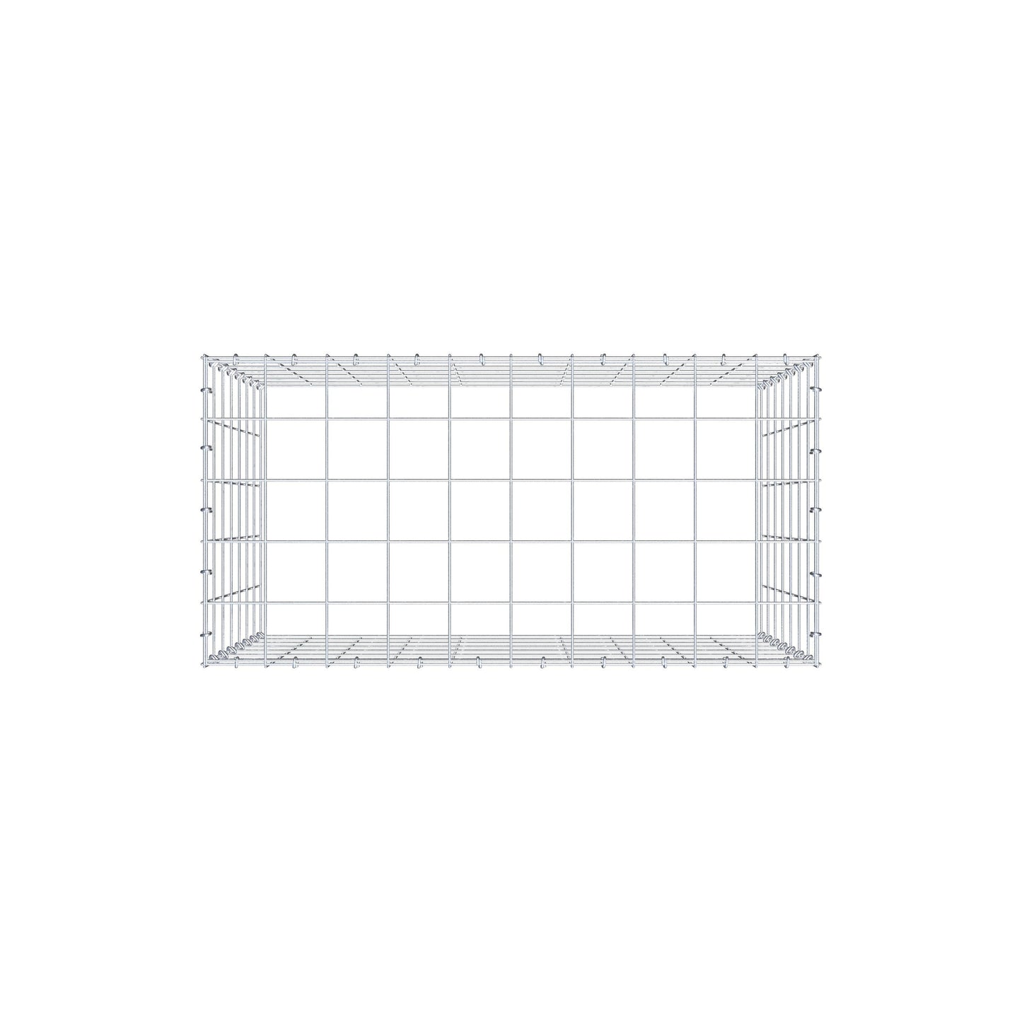 Typ 3 påbyggnadsgabion 100 cm x 70 cm x 50 cm (L x H x D), maskstorlek 10 cm x 10 cm, C-ring