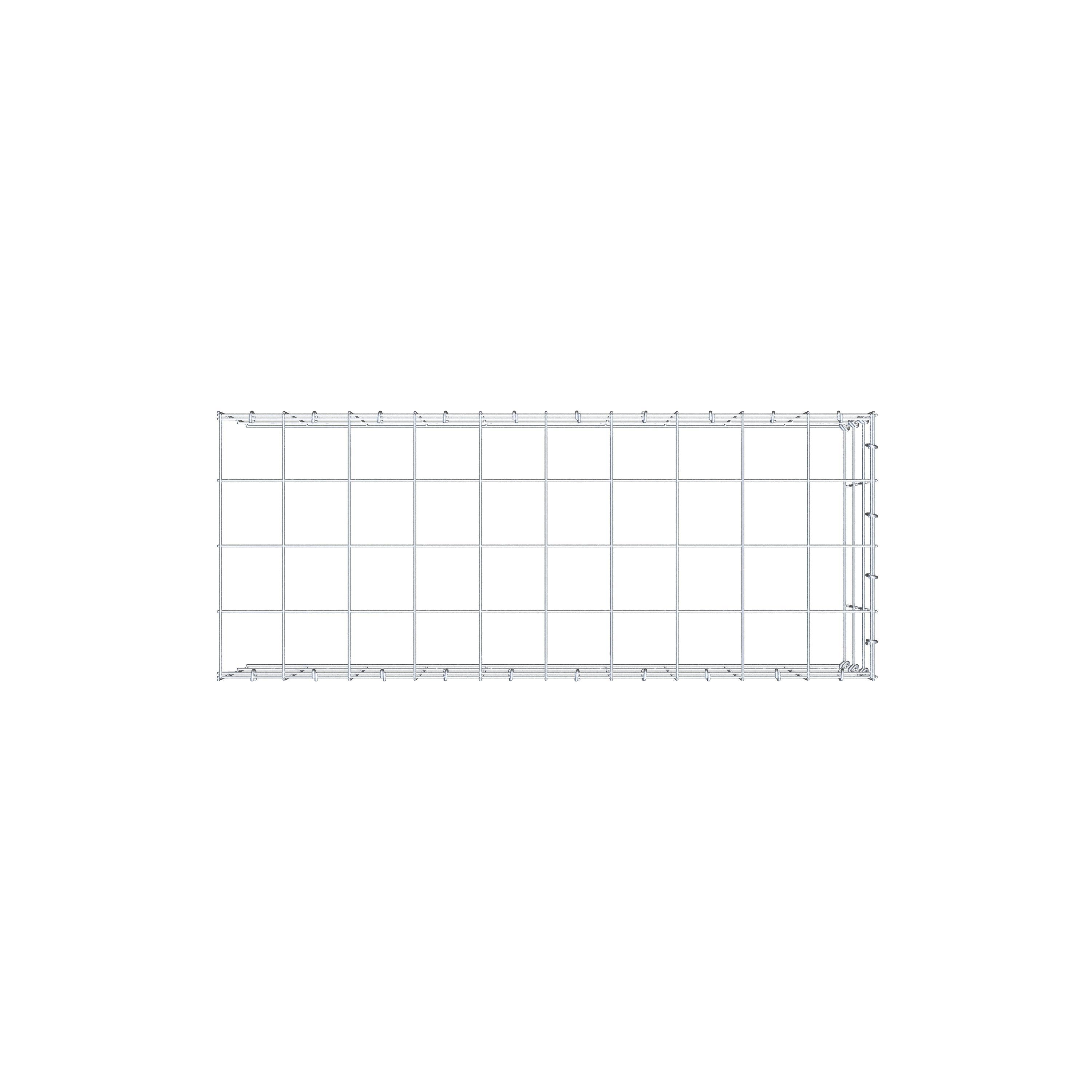 Monteret gabion type 4 100 cm x 30 cm x 40 cm (L x H x D), maskestørrelse 10 cm x 10 cm, C-ring