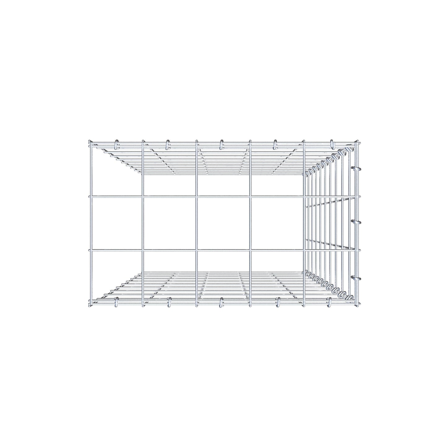 Typ 4 påbyggnadsgabion 100 cm x 50 cm x 30 cm (L x H x D), maskstorlek 10 cm x 10 cm, C-ring