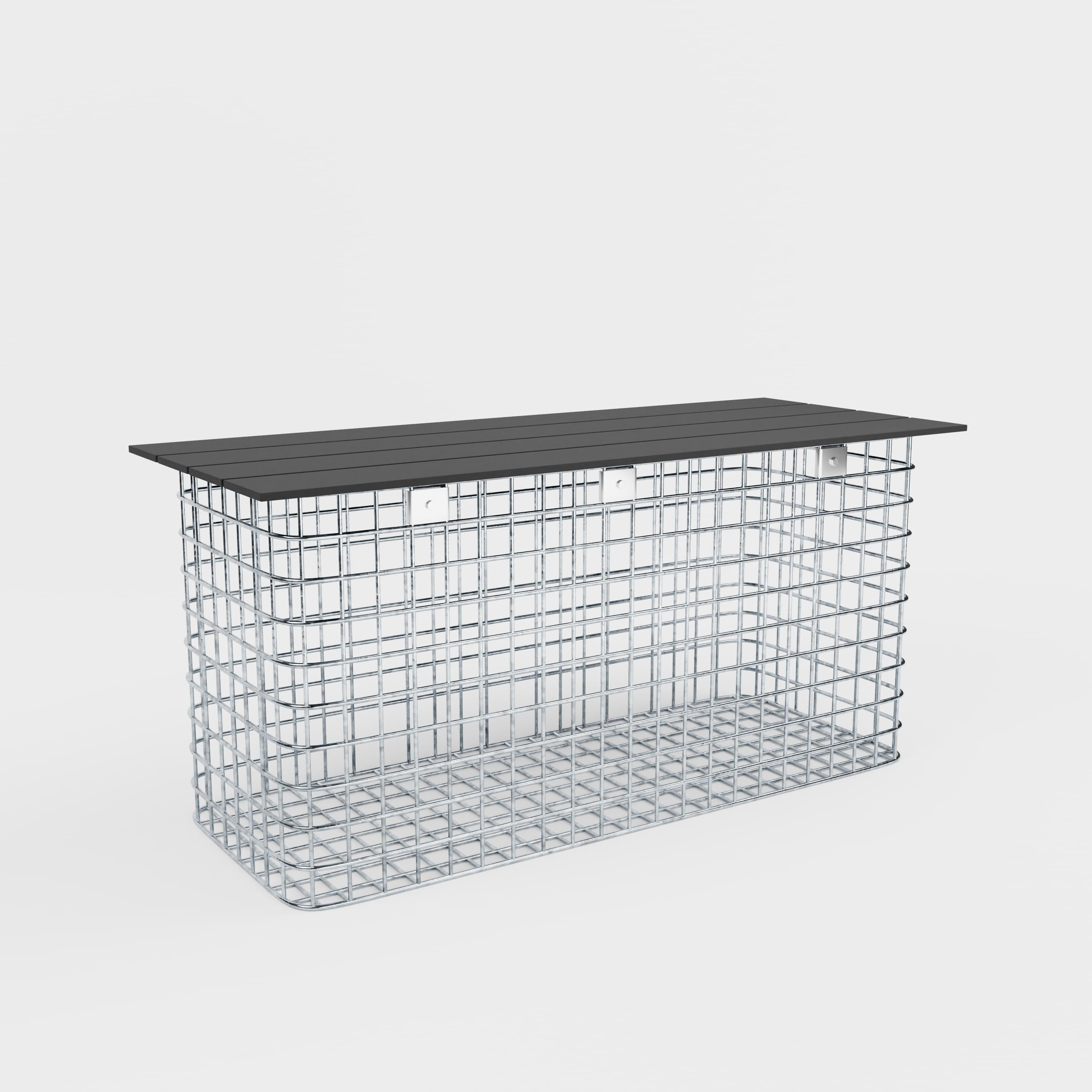 Banco de jardim 102 x 50 x 42 cm MW 5 x 5 cm galvanizado a quente, com capa reciclada em antracite