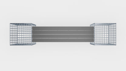 Banco de gaviones con 2 gaviones en espiral, 205 cm de largo x 60 cm de alto x 40 cm de profundidad, galvanizados, MW 5 x 5 cm, con encimera reciclada en antracita