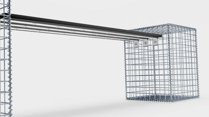 Banco de gaviones con 2 gaviones en espiral, 205 cm de largo x 60 cm de alto x 40 cm de profundidad, galvanizados, MW 5 x 5 cm, con encimera reciclada en antracita