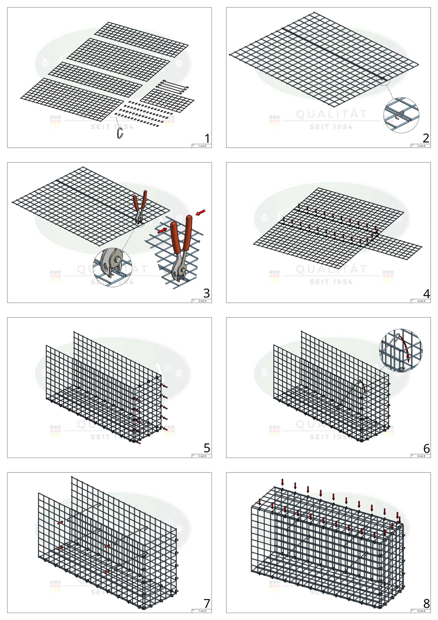 Gabião Tipo 2 30 cm x 30 cm x 30 cm (C x A x P), malhagem 5 cm x 5 cm, anel C