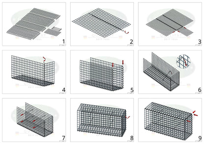Grown-on gabion type 2 100 cm x 90 cm x 50 cm (L x H x D), mesh size 5 cm x 5 cm, spiral