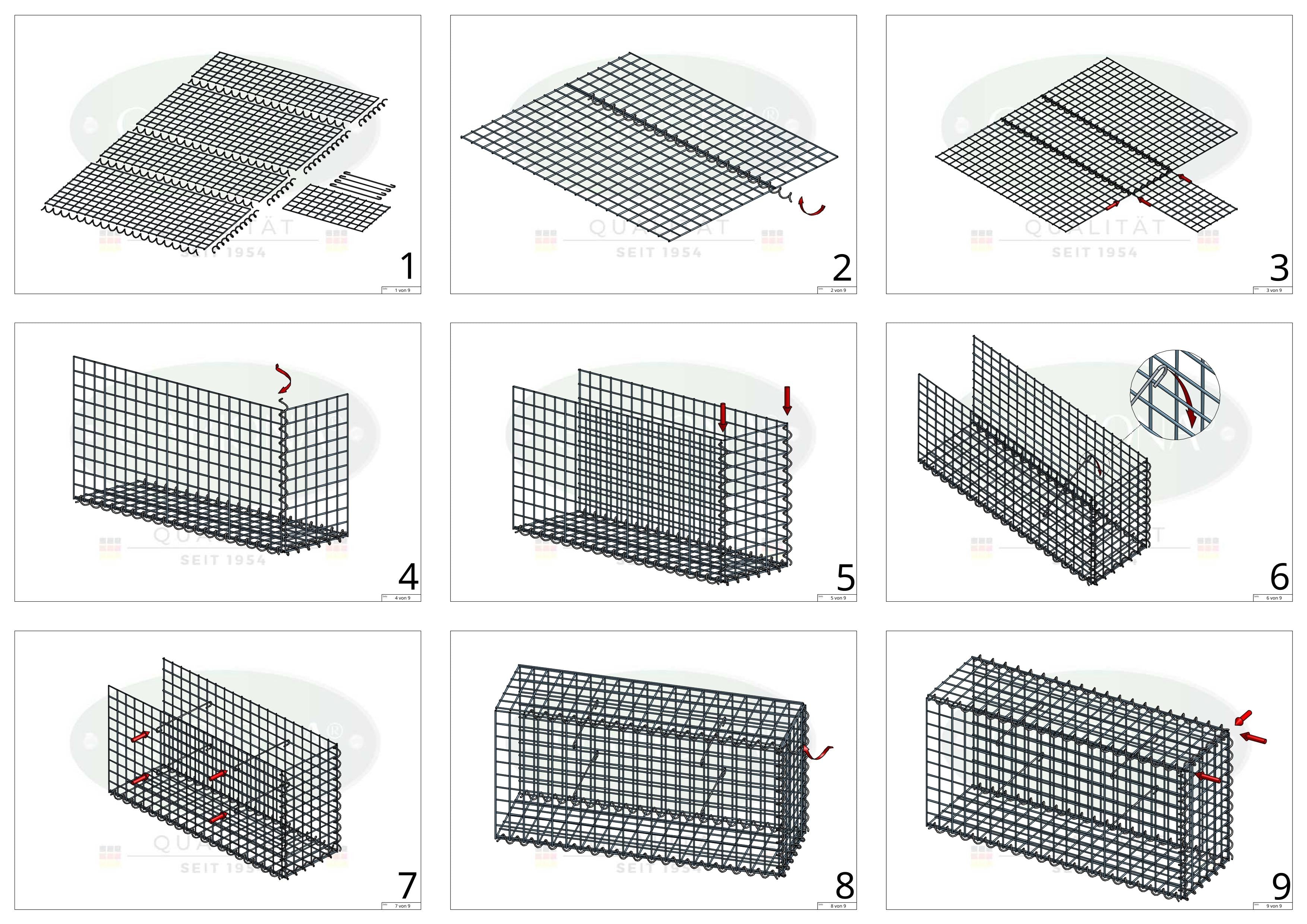 Gabião tipo 2 100 cm x 100 cm x 30 cm (C x A x P), malhagem 5 cm x 5 cm, espiral