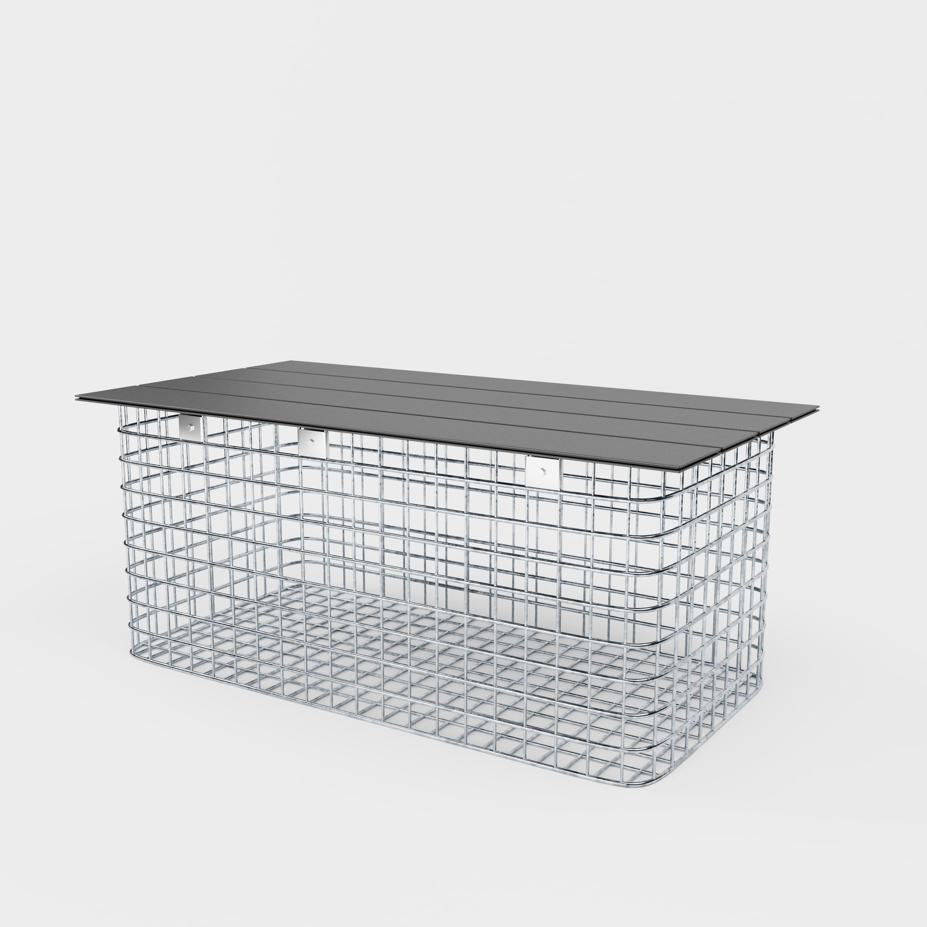 Banco de jardim 102 x 45 x 52 cm MW 5 x 5 cm galvanizado a quente, com capa reciclada em antracite