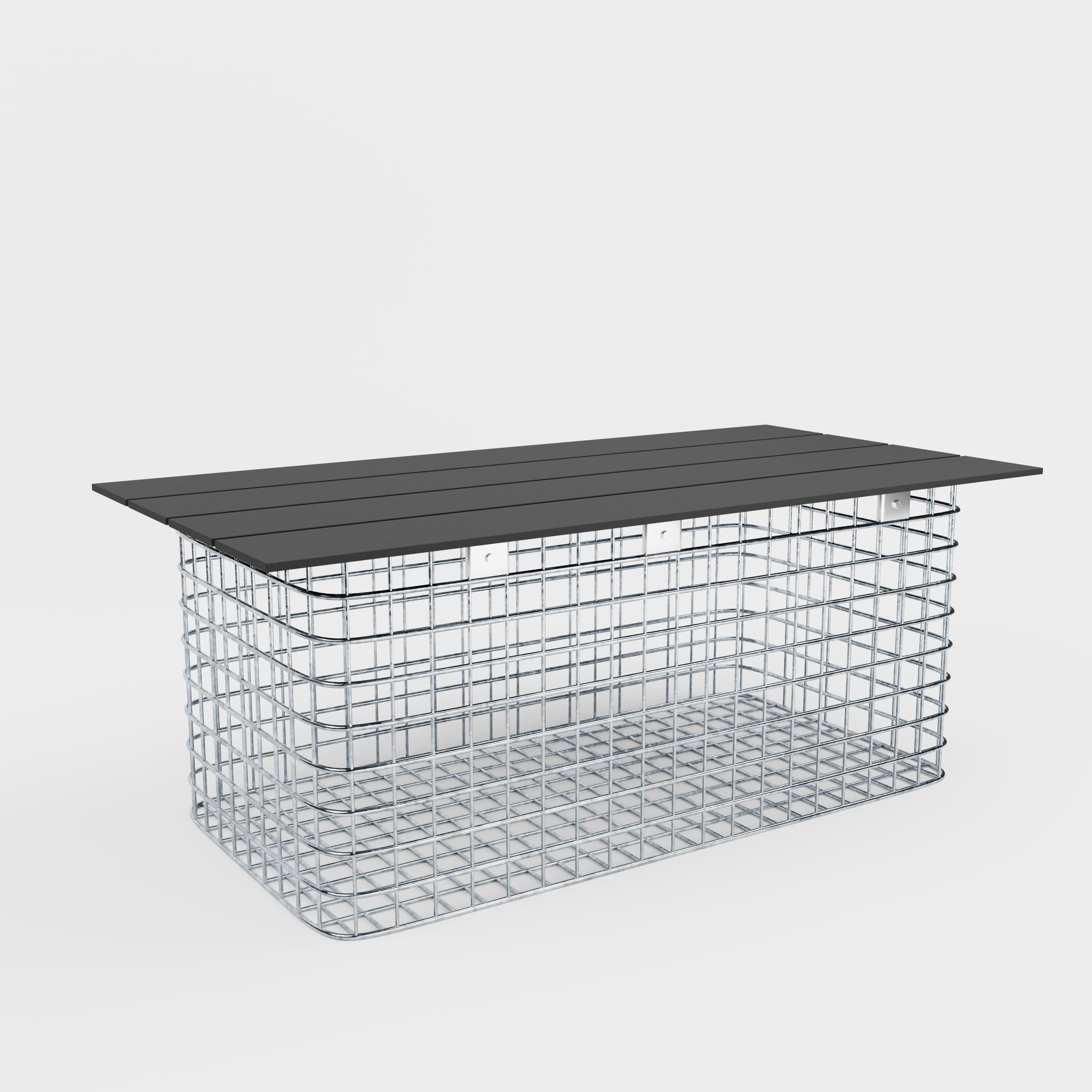 Banco de jardim 102 x 45 x 52 cm MW 5 x 5 cm galvanizado a quente, com capa reciclada em antracite