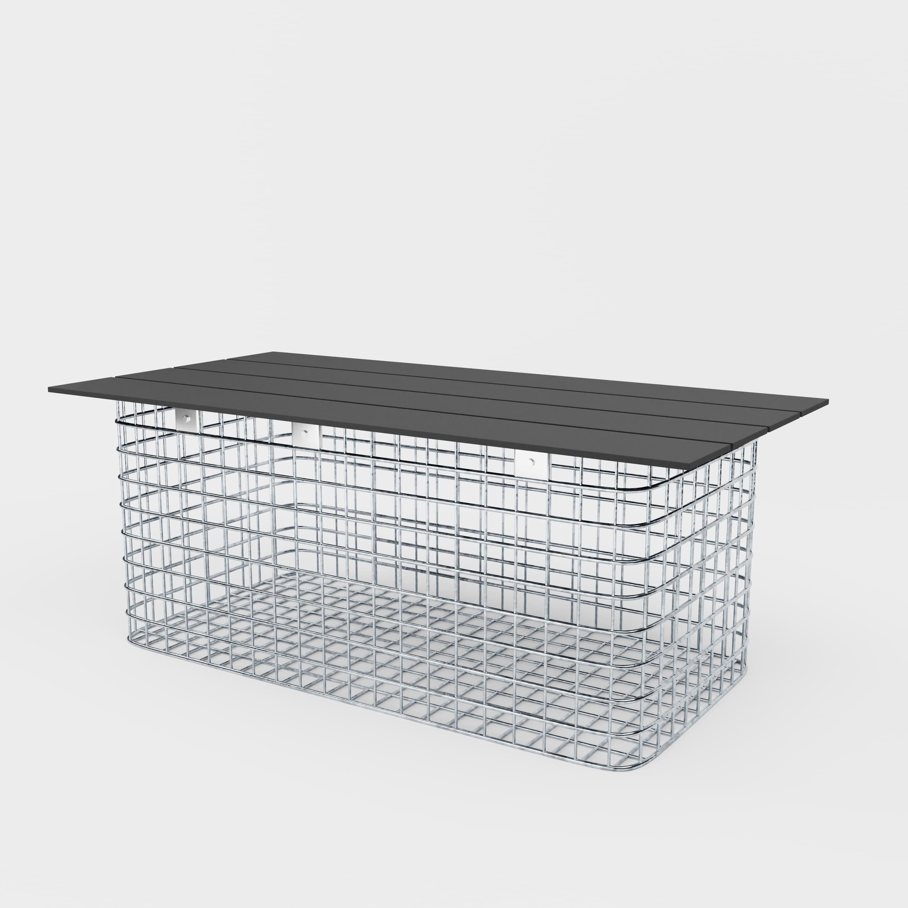 Banco de jardim 102 x 45 x 52 cm MW 5 x 5 cm galvanizado a quente, com capa reciclada em antracite