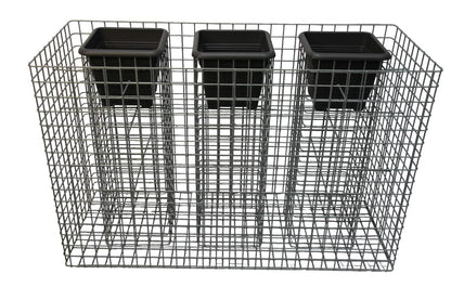 Conjunto de colunas de flores de 3, altura 82 cm, área da base 127 x 52 cm, malha 5 x 5 cm, galvanizado a quente incluindo vaso