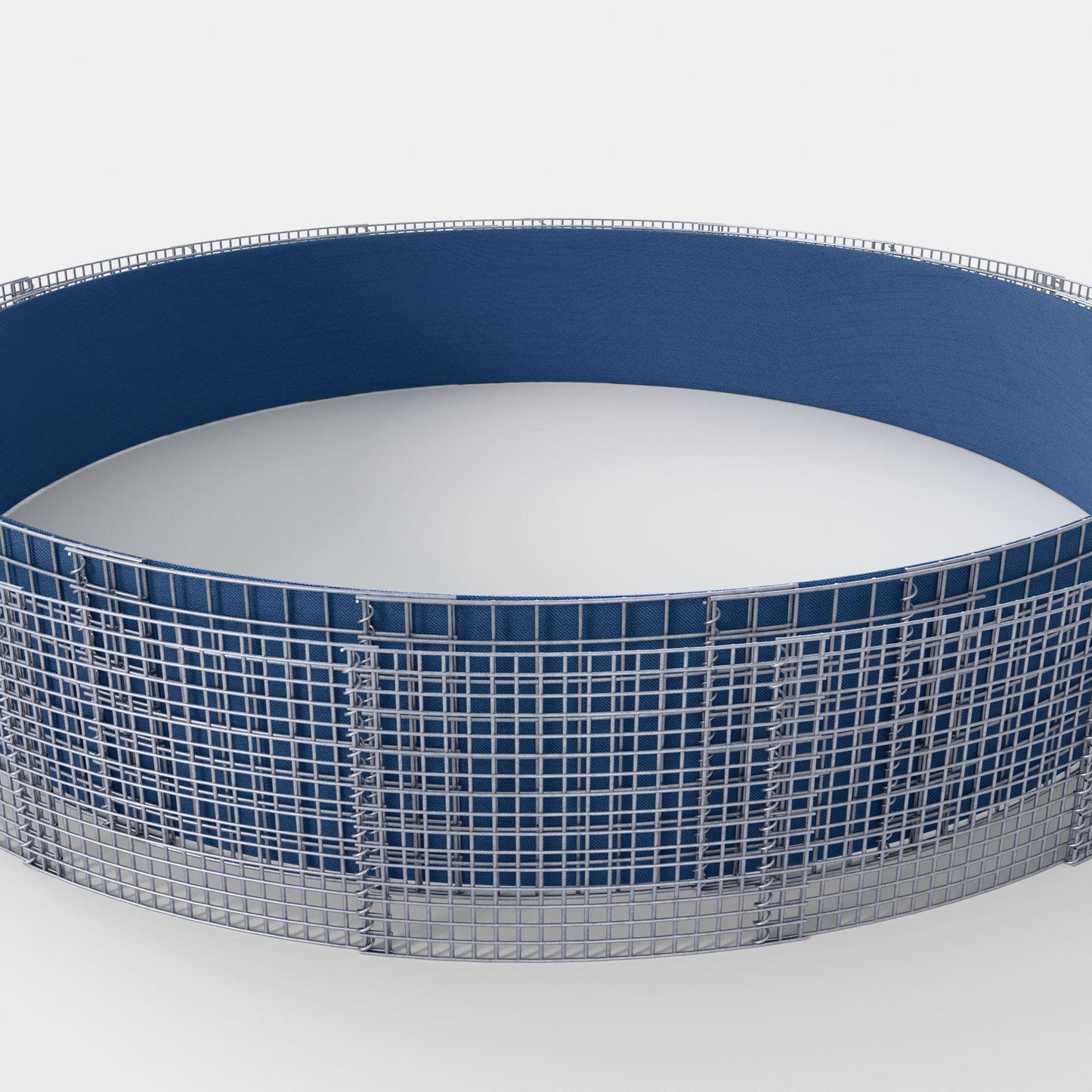 Letto rialzato rotondo, diametro esterno 502 cm, altezza 50 cm, dimensioni della maglia 5 x 5 cm, spessore delle pareti 15 cm