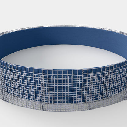 Letto rialzato rotondo, diametro esterno 502 cm, altezza 50 cm, dimensioni della maglia 5 x 5 cm, spessore delle pareti 15 cm