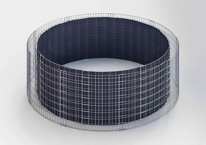 Rond verhoogd bed, buitendiameter 322 cm, hoogte 80 cm, maaswijdte 5 x 5 cm, wanddikte 15 cm