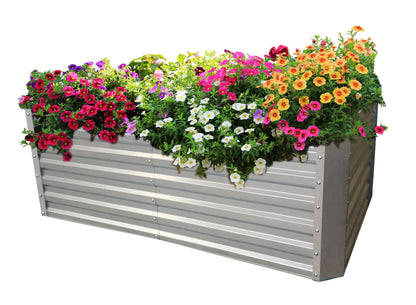 Raised bed made of galvanized sheet metal with top - Dimensions without top: 184 x 60 x 90 cm (L x H x D, planting dimensions)