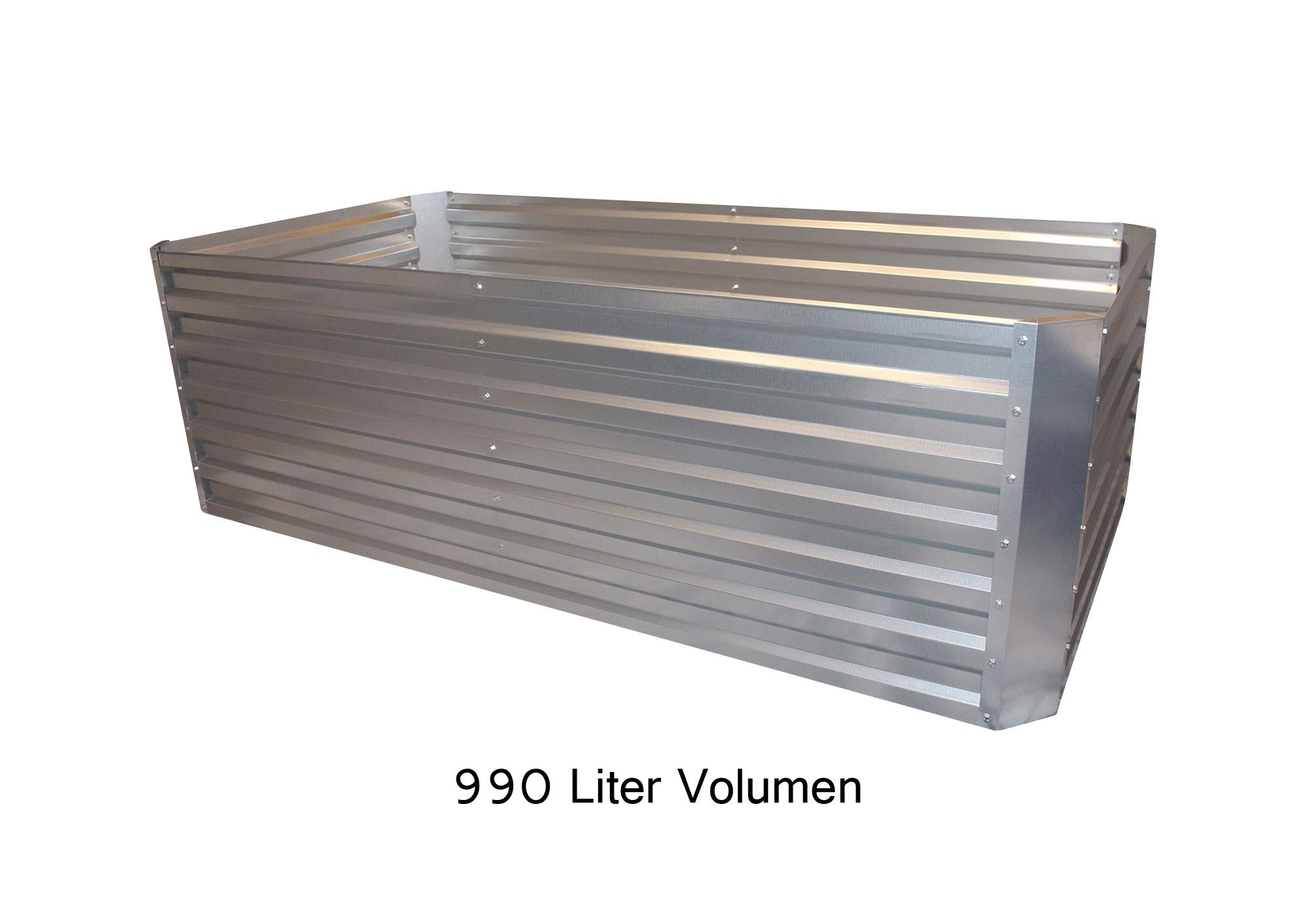 Verhoogd bed van gegalvaniseerd plaatstaal met bovenkant - Afmetingen zonder bovenkant: 184 x 60 x 90 cm (L x H x D, plantafmetingen)