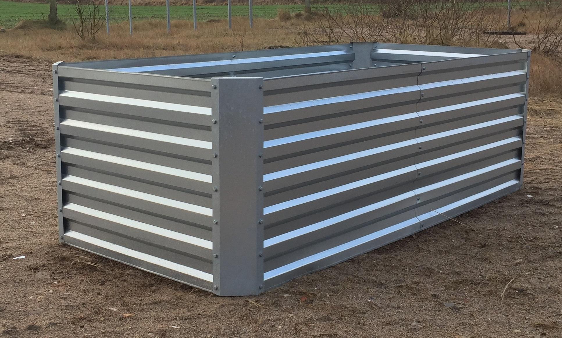 Verhoogd bed van gegalvaniseerd plaatstaal met bovenkant - Afmetingen zonder bovenkant: 184 x 60 x 90 cm (L x H x D, plantafmetingen)