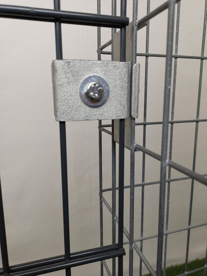 Klemme med hegnsholder 5 x 10 cm, til dobbelt stangmåtte, galvaniseret 