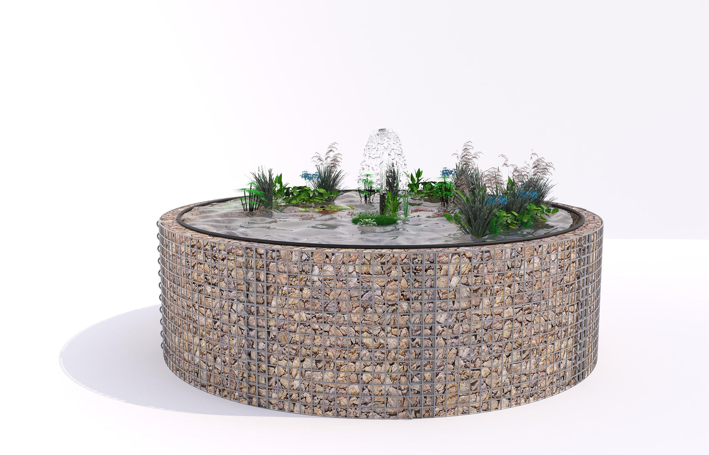 Gabion-dam, rund, ydre diameter 262 cm, højde 80 cm, maskestørrelse 5 x 5 cm, vægtykkelse 15 cm