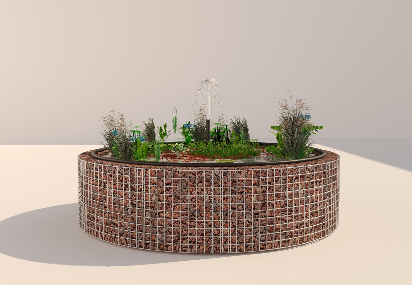 Gabion-dam, rund, ydre diameter 202 cm, højde 50 cm, maskestørrelse 5 x 5 cm, vægtykkelse 15 cm