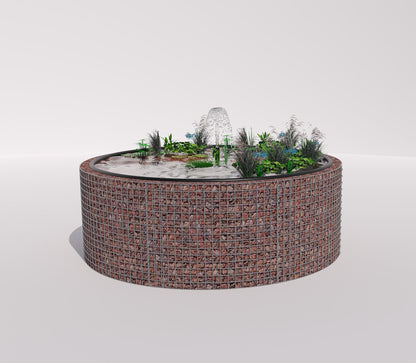 Gabion bassin surélevé rond, diamètre extérieur 232 cm, hauteur 80 cm, mailles 5 x 5 cm, épaisseur de paroi 15 cm