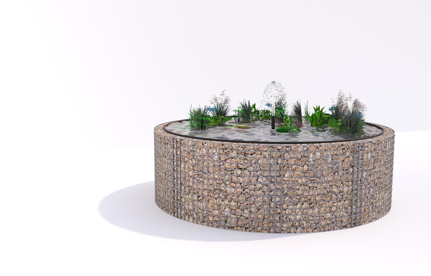 Gabion-dam, rund, ydre diameter 262 cm, højde 80 cm, maskestørrelse 5 x 5 cm, vægtykkelse 15 cm