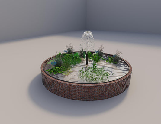 Gabionupphöjd damm, rund, ytterdiameter 352 cm, höjd 50 cm, maskstorlek 5 x 5 cm, väggtjocklek 15 cm