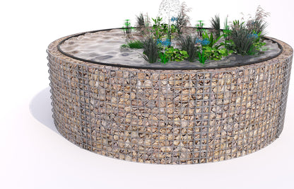 Gabion-dam, rund, ydre diameter 262 cm, højde 80 cm, maskestørrelse 5 x 5 cm, vægtykkelse 15 cm