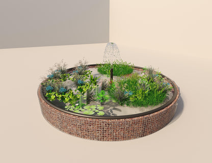 Gabion-dam, rund, ydre diameter 472 cm, højde 50 cm, maskestørrelse 5 x 5 cm, vægtykkelse 15 cm