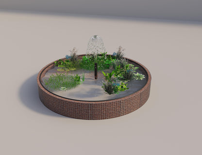 Gabionen Hochteich rund, Außendurchmesser 352 cm, Höhe 50 cm, Maschenweite 5 x 5 cm, Wandstärke 15 cm