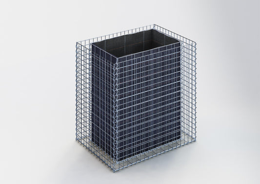 Cama elevada cuadrada de 100 cm x 100 cm x 70 cm (largo x alto x profundidad), tamaño de malla 5 x 5 cm, espesor de pared 10 cm