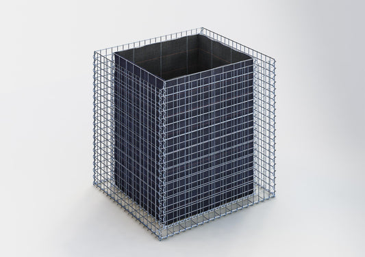 Lecho elevado rectangular 100 cm x 100 cm x 90 cm (largo x alto x fondo), malla 5 x 5 cm, espesor de pared 10 cm