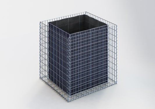 Lecho elevado rectangular 100 cm x 100 cm x 90 cm (largo x alto x fondo), malla 5 x 10 cm, espesor de pared 10 cm