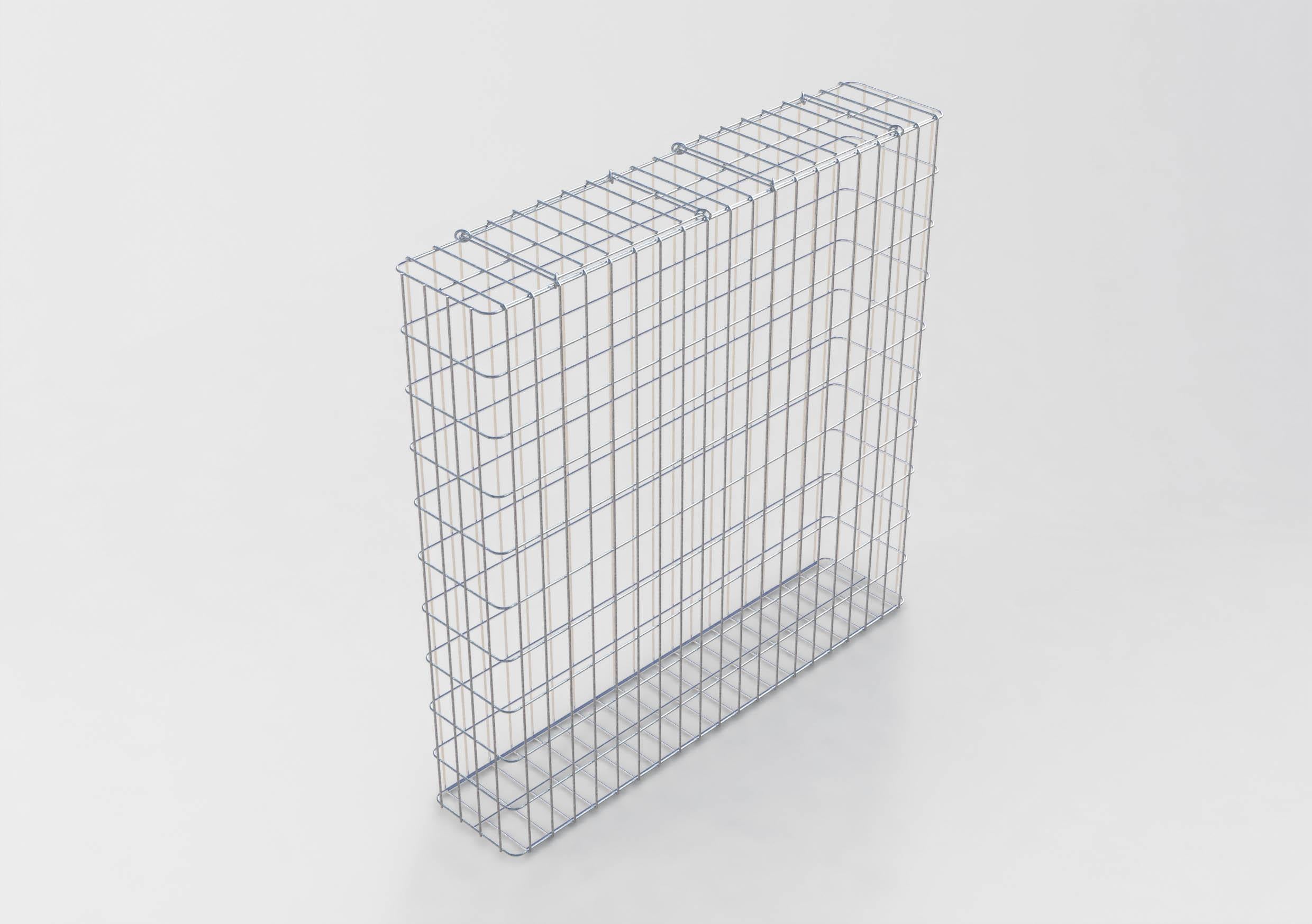 Gabião galvanizado a quente 102 cm x 102 cm x 22 cm, malhagem 5 cm x 10 cm, totalmente soldado