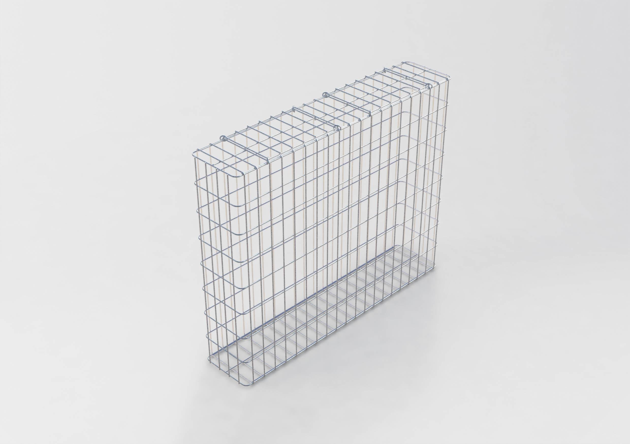 Gabião galvanizado a quente 102 cm x 82 cm x 22 cm, malhagem 5 cm x 10 cm, totalmente soldado