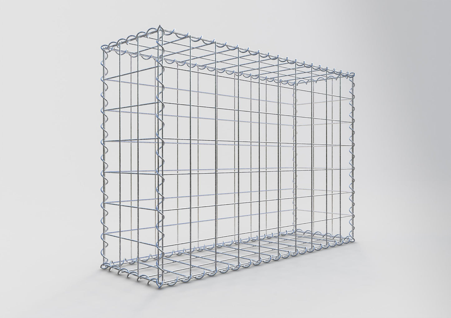 Gavión 100 cm x 70 cm x 30 cm (largo x alto x profundidad), tamaño de malla 10 cm x 10 cm, espiral