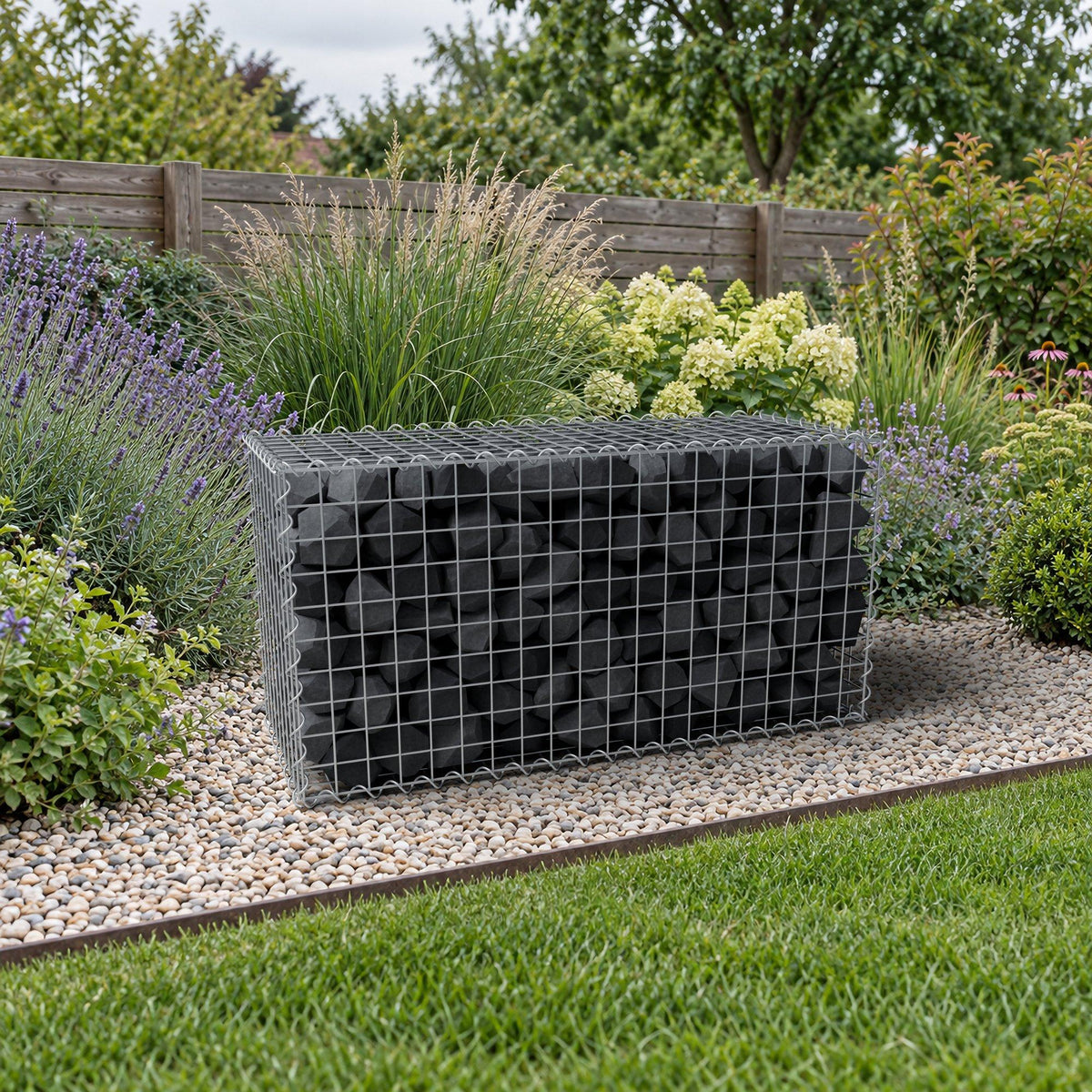 Gabion 100 cm x 50 cm x 40 cm (L x H x D), maskstorlek 5 cm x 5 cm, spiral