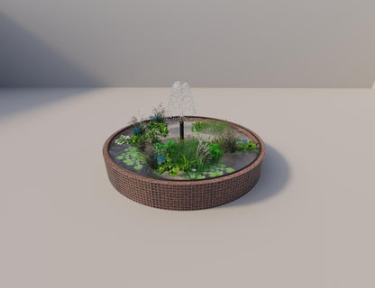 Gabionen Hochteich rund, Außendurchmesser 352 cm, Höhe 50 cm, Maschenweite 5 x 5 cm, Wandstärke 15 cm