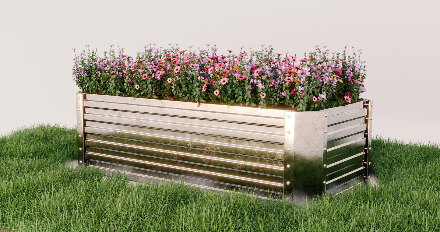 Verhoogd bed van gegalvaniseerd plaatstaal (184 x 60 x 90 cm)