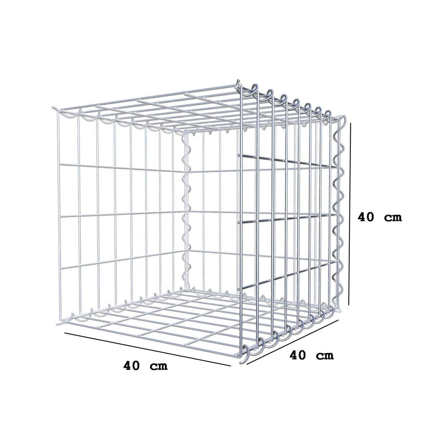 Extra gabion typ 2 40 cm x 40 cm x 40 cm (L x H x D), maskstorlek 5 cm x 10 cm, spiral