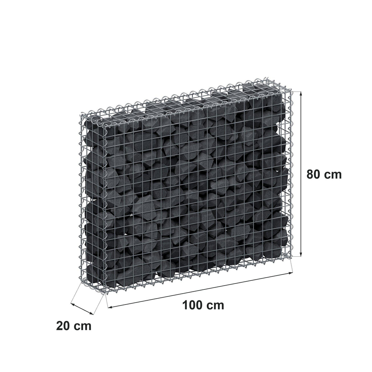 Schanskorf 100 cm x 80 cm x 20 cm (L x H x D), maaswijdte 5 cm x 5 cm, spiraalvormig
