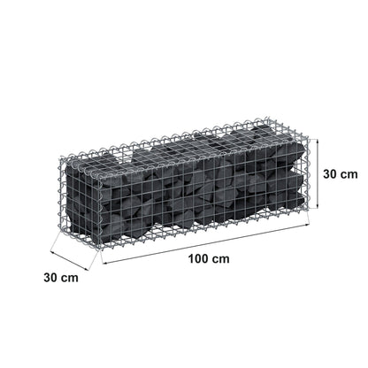 Gabião 100 cm x 30 cm x 30 cm (C x A x P), malhagem 5 cm x 5 cm, espiral