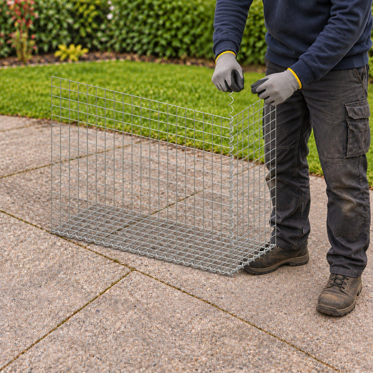 Gabion 100 cm x 80 cm x 40 cm (L x H x D), maskestørrelse 5 cm x 5 cm, spiral