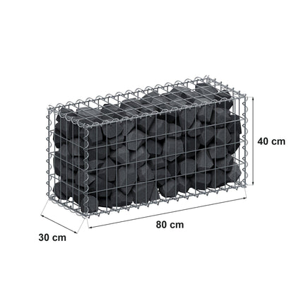 Gabião 80 cm x 40 cm x 30 cm (C x A x P), malhagem 5 cm x 10 cm, espiral