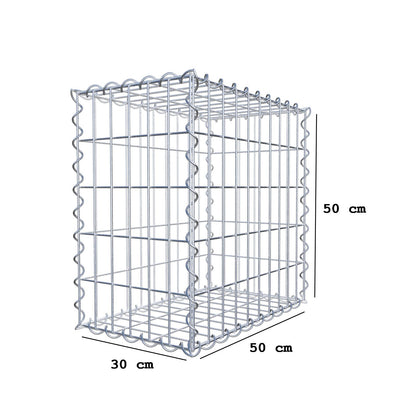 Gabião 50 cm x 50 cm x 30 cm (C x A x P), malhagem 5 cm x 10 cm, espiral