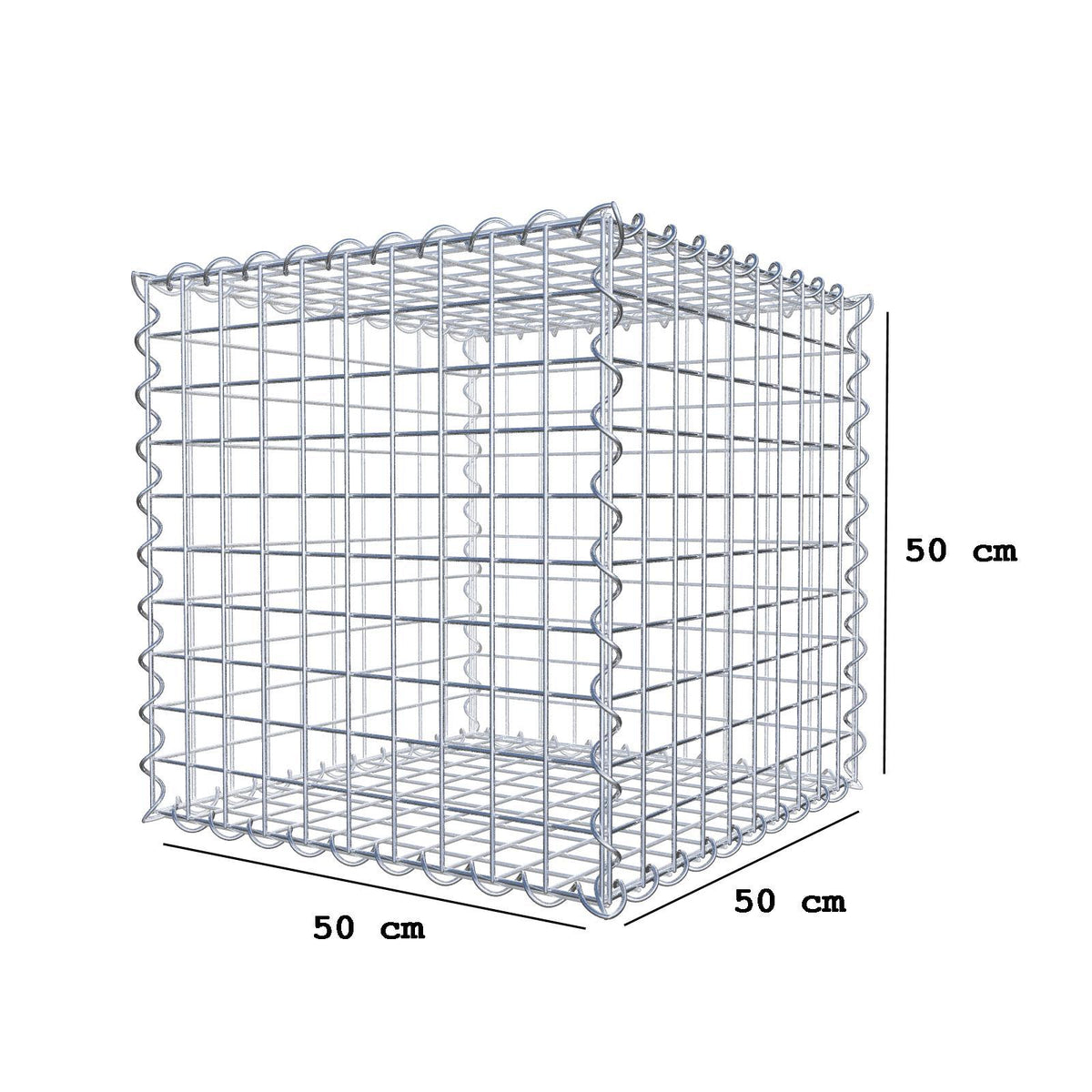 Gabbione 50 cm x 50 cm x 50 cm (L x H x P), maglia 5 cm x 5 cm, spirale