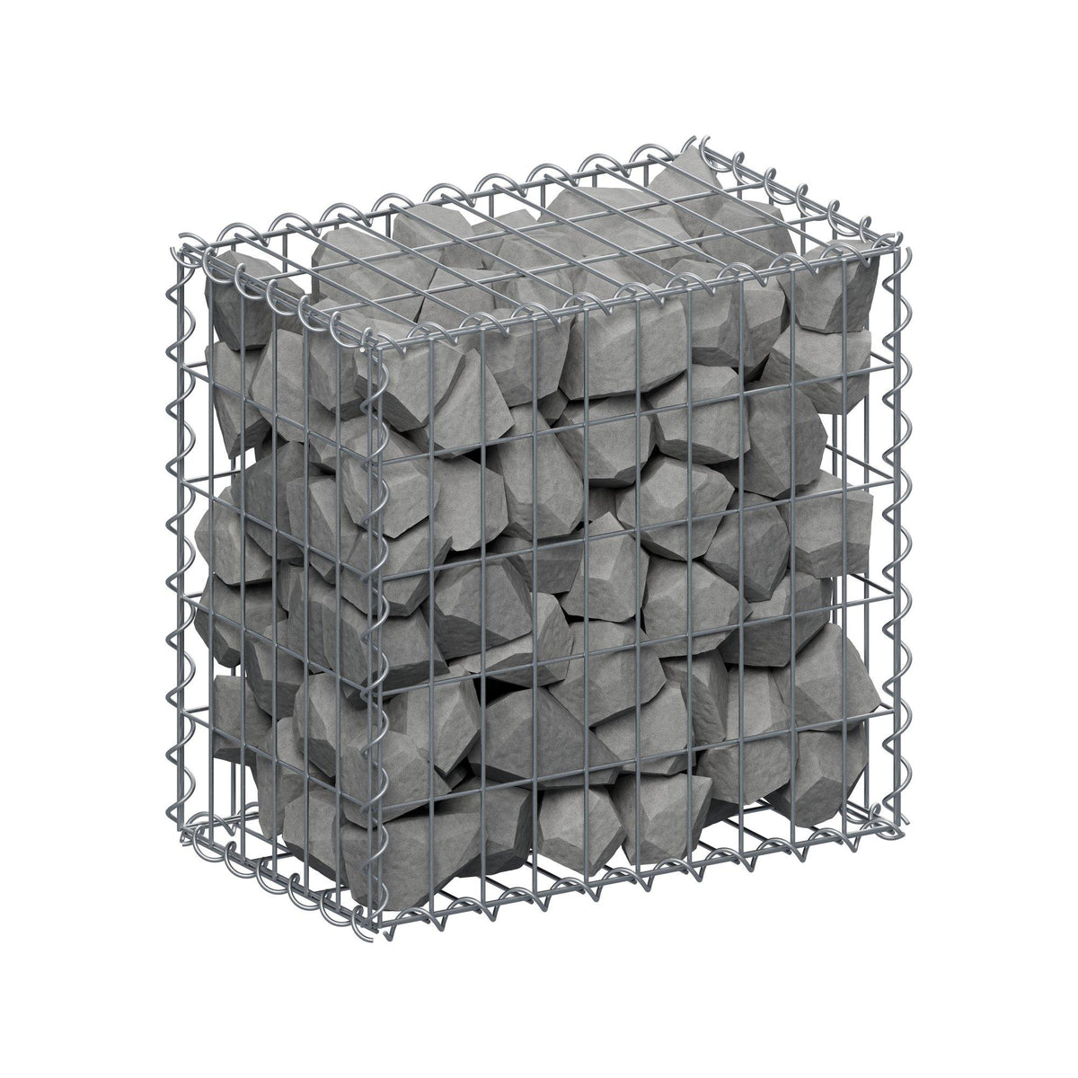 Gabião 50 cm x 50 cm x 30 cm (C x A x P), malhagem 5 cm x 10 cm, espiral