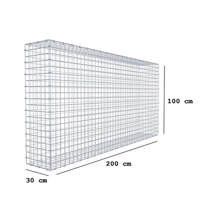 Gabbione 200 cm x 100 cm x 30 cm (L x H x P), maglia 5 x 5 cm, anello a spirale