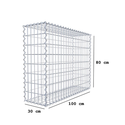 Gabião 100 cm x 80 cm x 30 cm (C x A x P), malhagem 5 cm x 10 cm, espiral