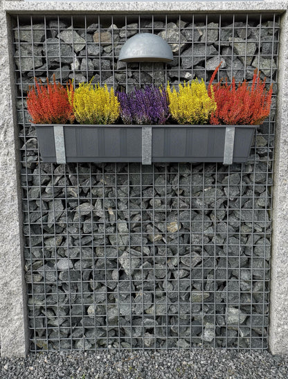 Galvanized flower box holders in a set of 3 for gabions MW 5 x 5